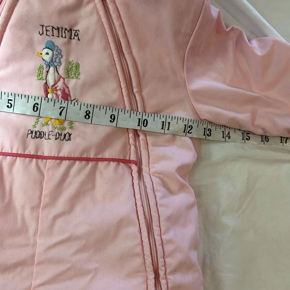 VINTAGE BEATRIX POTTER Quiltex Puddle‎ Duck Pink Snowsuit Infant Embroidered